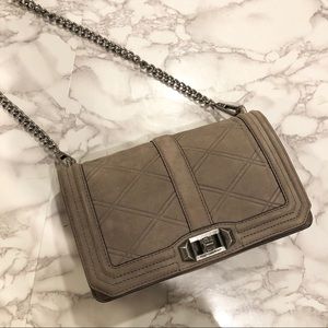 NEW Rebecca Minkoff Love Crossbody Bag Taupe Leather Chain Purse